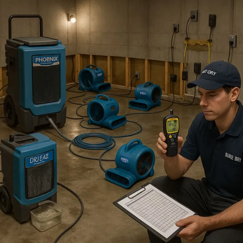 Structural Drying and Dehumidification process in Wilbraham, MA